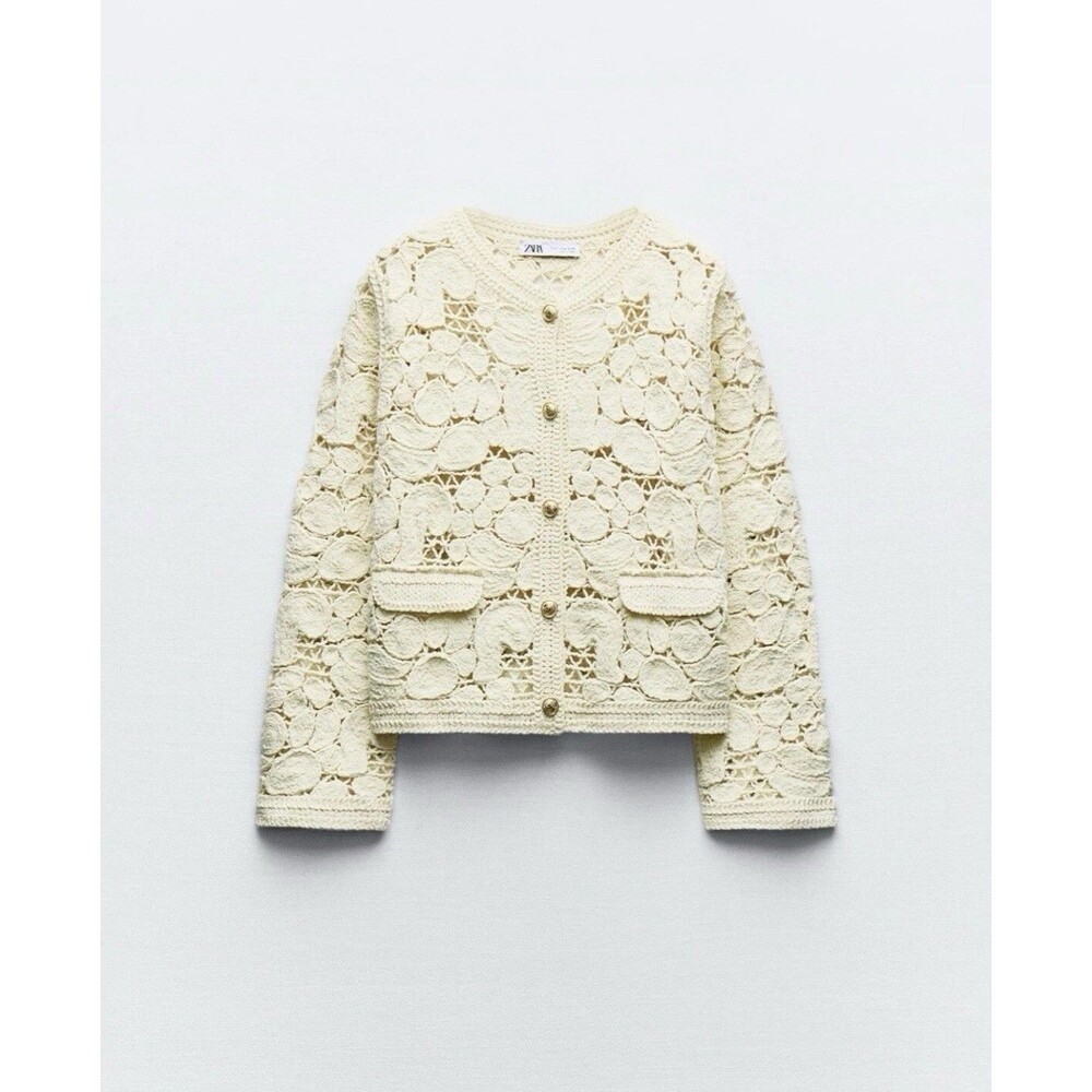 ZARA KNIT MACRAMÉ CARDIGAN